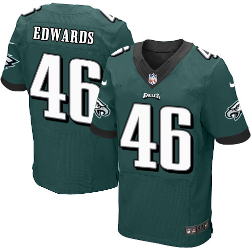 Men's Elite Herman Edwards Nike Jersey Midnight Green Home - #46 NFL Philadelphia Eagles